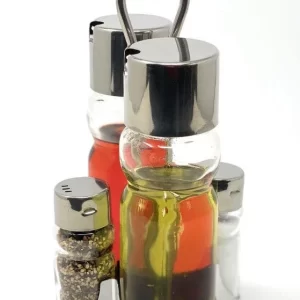 Null Menage Essig Und Öl Spender Glas Salz Pfeffer Set Edelstahl 209 Silber Glas Ölspender 11
