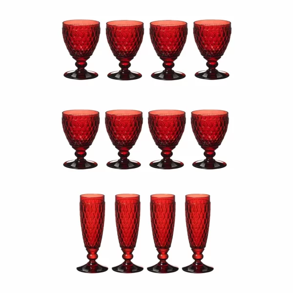 Villeroy & Boch Boston Coloured Weißwein- & Sektgläser Set 12er Set Rot 1