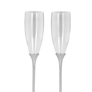 Null Sektgläser-Garnitur Glatt, 2-teilig, Glas/versilbert, H Je 26,0cm, Fuß-D Je 7,0cm, Glas-D Je 5,0cm 12