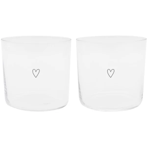 Eulenschnitt Trinkglas 2er Set – 2 Gläser à 360 Ml – Höhe Ca. 8,5 Cm – Ø 8,9 Cm – Herz – Transparent/schwarz 1
