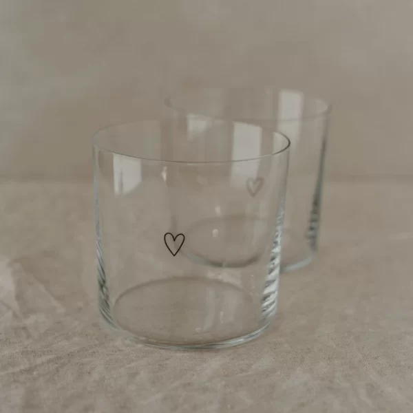 Eulenschnitt Trinkglas 2er Set – 2 Gläser à 360 Ml – Höhe Ca. 8,5 Cm – Ø 8,9 Cm – Herz – Transparent/schwarz 5