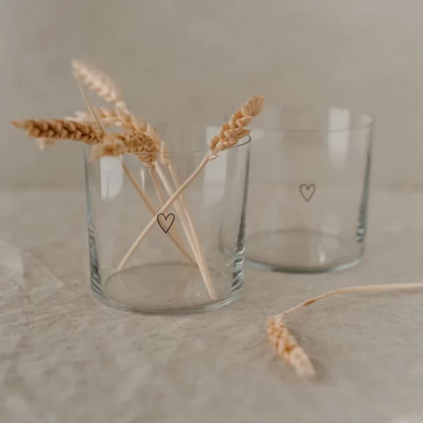 Eulenschnitt Trinkglas 2er Set – 2 Gläser à 360 Ml – Höhe Ca. 8,5 Cm – Ø 8,9 Cm – Herz – Transparent/schwarz 6