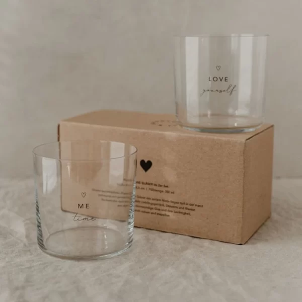 Eulenschnitt Trinkglas 2er Set – 2 Gläser à 360 Ml – Höhe Ca. 8,5 Cm – Ø 8,9 Cm – Selflove – Transparent/schwarz 7