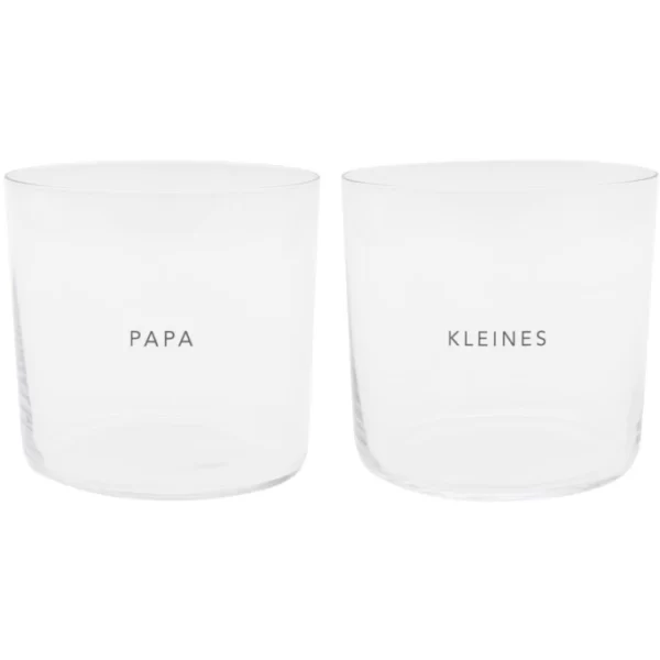 Eulenschnitt Papa&Kleines Trinkglas 2er Set – 2 Gläser à Ca. 360 Ml – Höhe Ca. 8,5 Cm – Ca. Ø 8,9 Cm – Transparent/schwarz 1