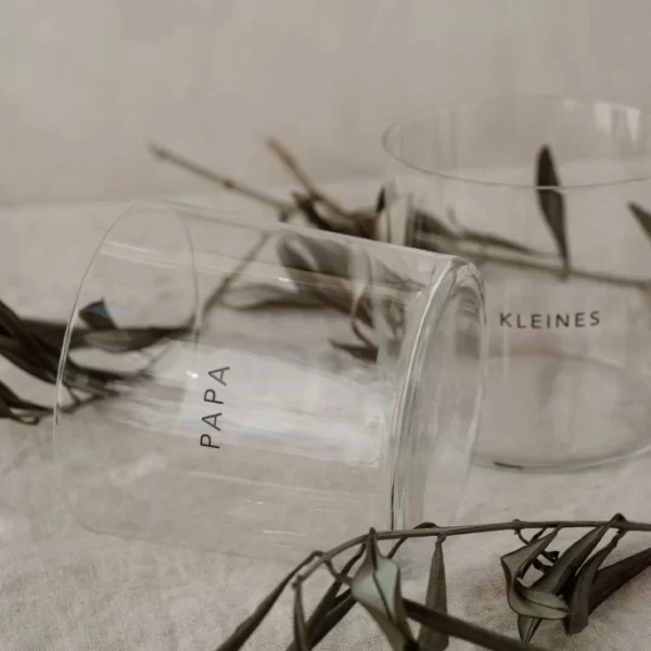 Eulenschnitt Papa&Kleines Trinkglas 2er Set – 2 Gläser à Ca. 360 Ml – Höhe Ca. 8,5 Cm – Ca. Ø 8,9 Cm – Transparent/schwarz 4