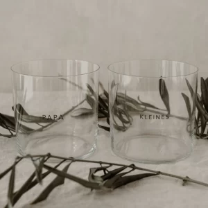 Eulenschnitt Papa&Kleines Trinkglas 2er Set – 2 Gläser à Ca. 360 Ml – Höhe Ca. 8,5 Cm – Ca. Ø 8,9 Cm – Transparent/schwarz 12