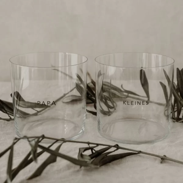 Eulenschnitt Papa&Kleines Trinkglas 2er Set – 2 Gläser à Ca. 360 Ml – Höhe Ca. 8,5 Cm – Ca. Ø 8,9 Cm – Transparent/schwarz 5