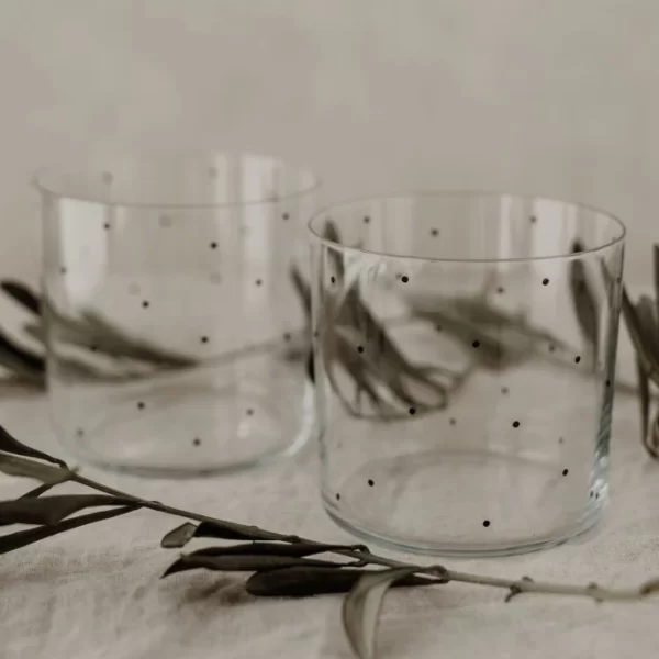 Eulenschnitt Punkte Trinkglas 2er Set – 2 Gläser à Ca. 360 Ml – Höhe Ca. 8,5 Cm – Ca. Ø 8,9 Cm – Transparent/schwarz 3