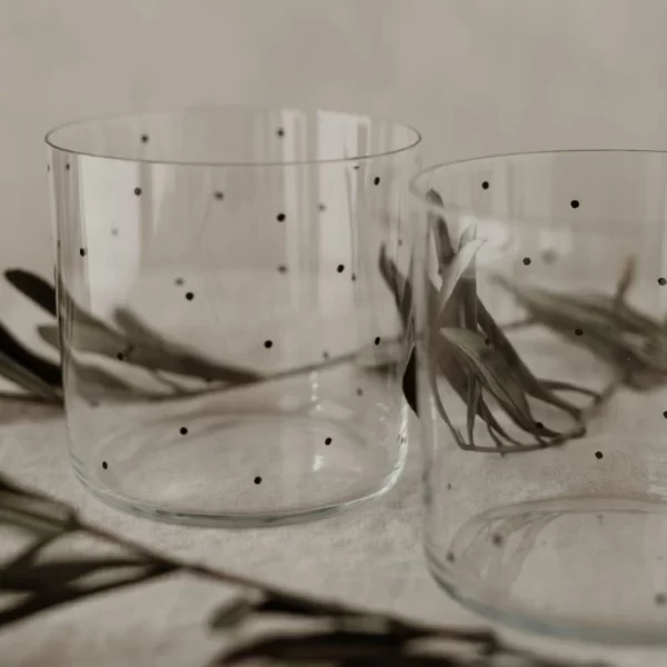 Eulenschnitt Punkte Trinkglas 2er Set – 2 Gläser à Ca. 360 Ml – Höhe Ca. 8,5 Cm – Ca. Ø 8,9 Cm – Transparent/schwarz 5